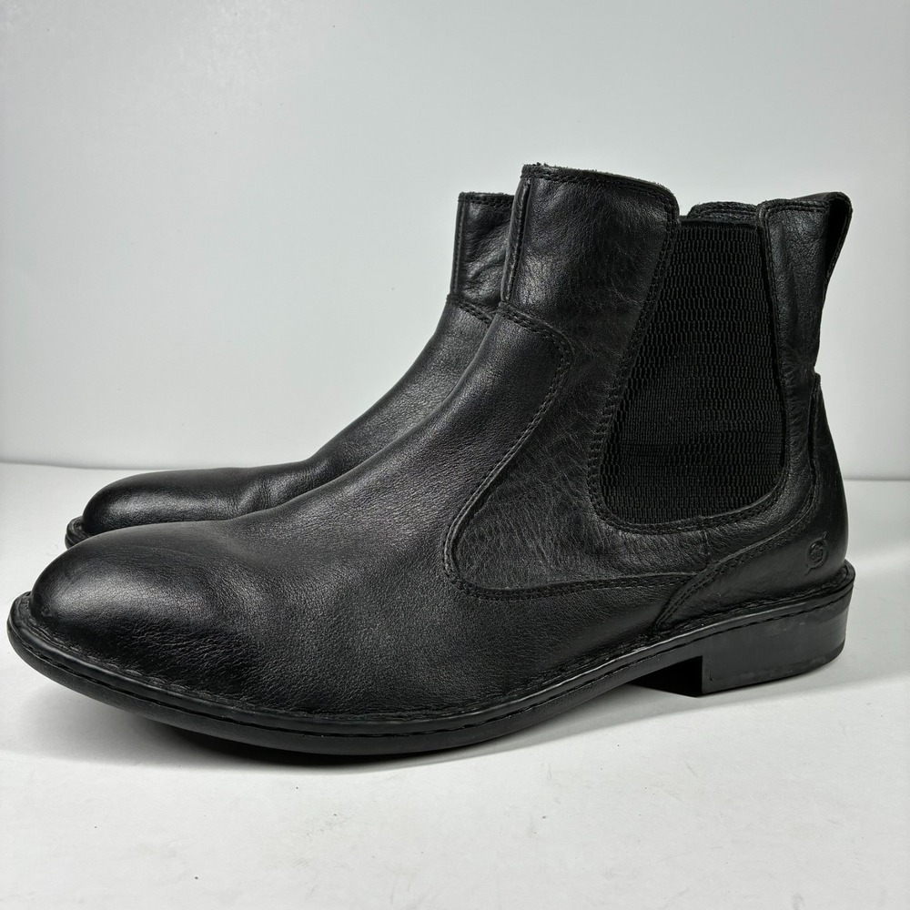 Born Mac Men's US 12M Black Leather Chelsea Slip-On Ankle Boots Twin Gore H11403